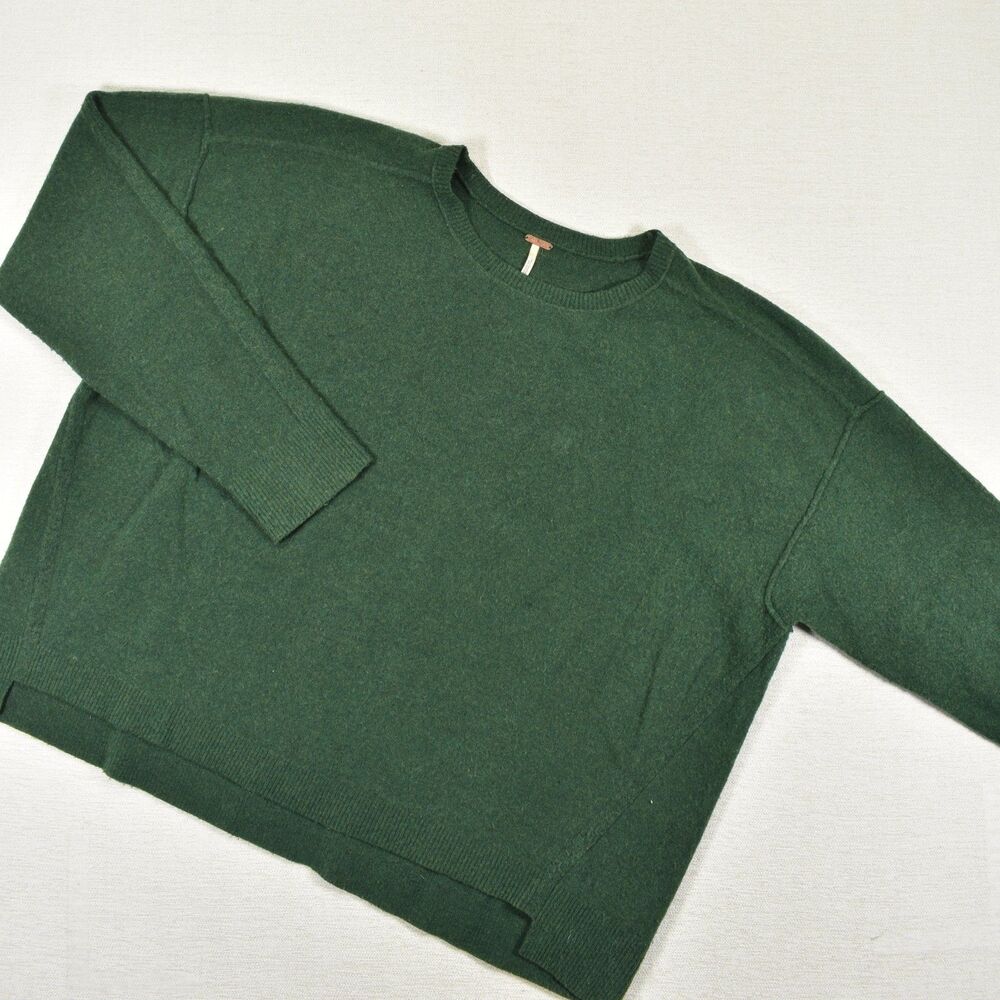Free People Oversized Crewneck Knit Sweater Forest Green Women's Medium